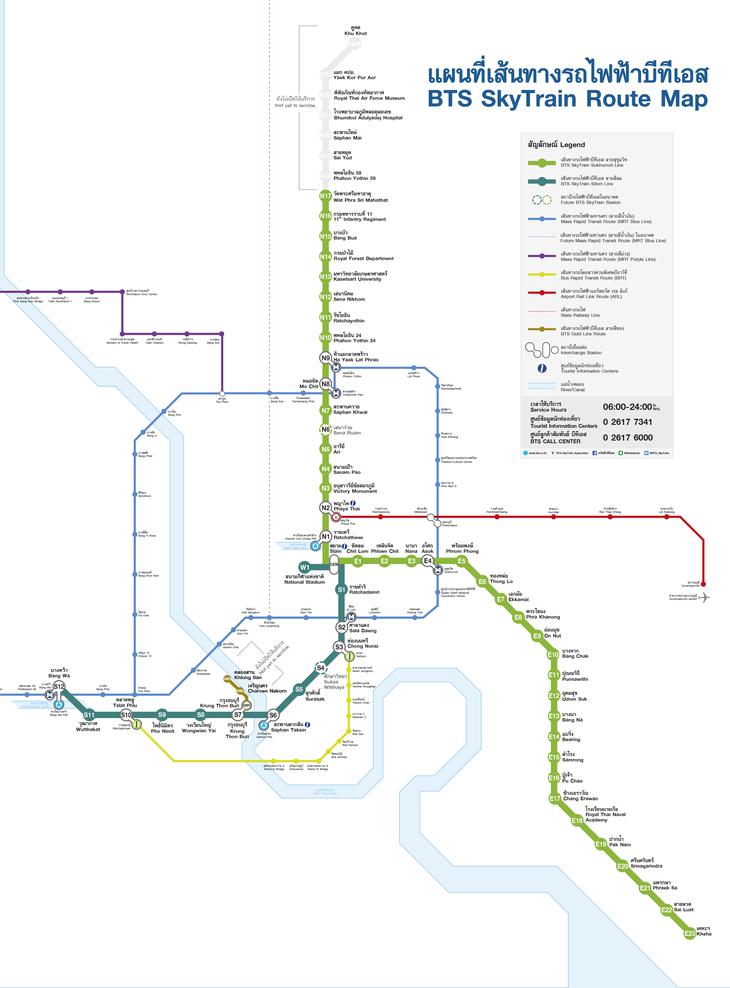 曼谷捷运BTS地图（图片来源：BTS官网）