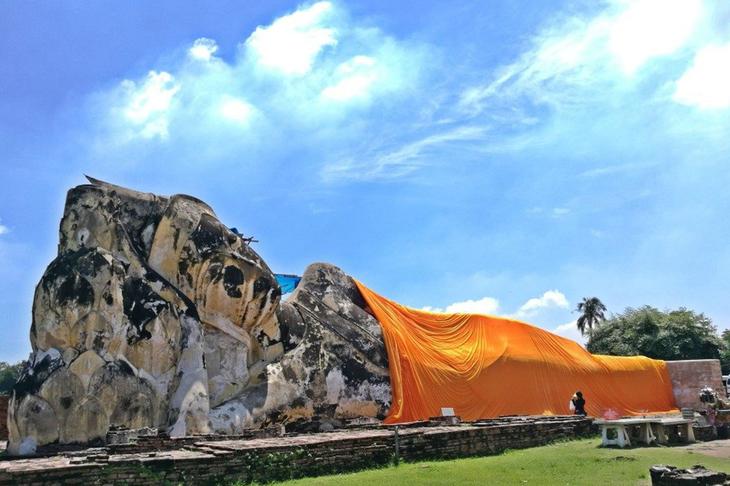 大城羅卡雅蘇塔寺因供奉泰國最大露天臥佛而聞名（圖片來源：วัดโลกยสุธาราม官網）